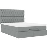 vidaXL Otomanski posteljni okvir z vzmetnico siv 140x190 cm blago | Shoptok.si