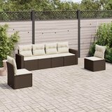  6-dijelni set vrtnih sofa od poliratana s jastucima smeđi | shoptok.hr