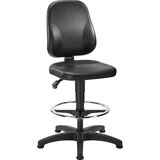 eurokraft basic Vrtljiv delovni stol, umetno usnje, s talnimi drsniki in nožnim obročem, 580 - 850 mm | Shoptok.si
