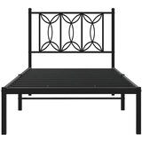  Metalni okvir za krevet s uzglavljem crni 90x190 cm | shoptok.hr