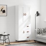 vidaXL Visoka omara bela 69,5x34x180 cm inženirski les | Shoptok.si