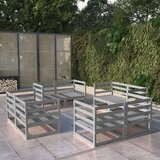  Sedežna garnitura 8-delna siva trdna borovina | Shoptok.si