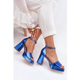 Boto Lacquered Women's Sandals On Heel Blue Marila | ePonuda.com