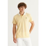 AC&Co / Altınyıldız Classics Men's Yellow Slim Fit Slim Fit Polo Neck Short Sleeved Cotton T-Shirt. Cene