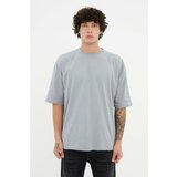 Trendyol Gray Men's Basic 100% Cotton Crew Neck Oversize Short Sleeved T-Shirt Cene