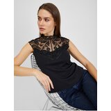 Orsay Black Women's T-shirt with Lace Detail - Women Cene