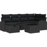 vidaXL 7-delni vrtni kavčni set z blazinami Črn poli ratan | Shoptok.si