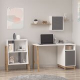 Hanah home radni sto sa policom Venaro Set 2 (Desk + Small Bookcase), beli / orah Cene