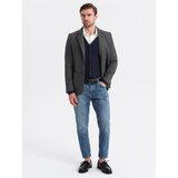 Ombre Men's jacquard jacket in delicate check - black | ePonuda.com