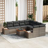 vidaXL 9-delna vrtna sedežna garnitura z blazinami siva Poly Rattan Acacia | Shoptok.si
