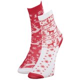 Trendyol Multicolored Christmas Themed 2-Pack Girls' Knitted Socks cene