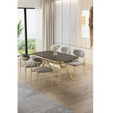 Hanah home Set trpezarijskog stola i stolica (5 delova) Olya Anthracite Gold Grey | Eponuda.com