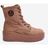 VINCEZA Suede Boots on Massive Platform Wedge Heel Beige Lavica | Eponuda.ba