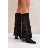 FS1 Decorated ankle boots with turned-down shaft on heel black Ivilta | Shoptok.si