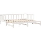 vidaXL Izvlečna dnevna postelja s predali brez vzmetnice bela 90x200cm | Shoptok.si