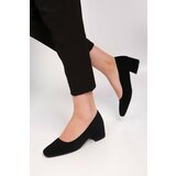 Shoeberry Women's Epic Black Nubuck Heeled Shoes Cene