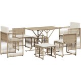  The Living Store Vrtna jedilna garnitura 7-delna z blazinami bež poli ratan - Vrtna Jedilna Garnitura, (21459972) | Shoptok.si