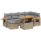 Maison Chic Seti vrtnega pohištva - Vrtna garnitura - Vrtni pohištvo set 7-delna z blazinami bež poli ratan, (21804356) | Shoptok.si