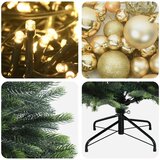  Umjetno božićno drvce s kuglicama 150 cm 150 LED lampica - 150 cm s LED žaruljama i zlatnim kuglicama | shoptok.hr