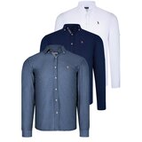 Dewberry TRIPLE SET G674 MENS SHIRT-NAVY BLUE-WHITE-OIL Cijene