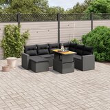Maison Chic Seti vrtnega pohištva - Vrtna garnitura - Vrtni pohištvo set 8-delna z blazinami črn poli ratan, (21799347) | Shoptok.si