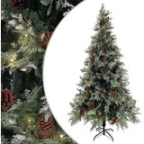  Osvijetljeno božićno drvce i šiške zeleno-bijelo 225 cm PVC/PE | shoptok.hr