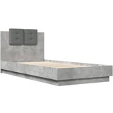 vidaXL Posteljni okvir z vzglavjem betonsko siv 100x200 cm inž. les, (21095334) Cene