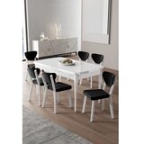 Hanah home Rasklopivi trpezarijski sto i stolice (7 delova) Exve White Black | Eponuda.com
