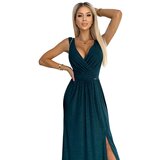 Numoco Long brocade dress with a neckline and slit | shoptok.hr
