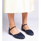 Gemre Navy blue openwork sandals with rhinestones Kalsy | Shoptok.si