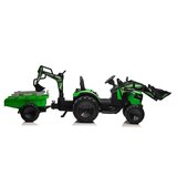 Lean_Toys Otroški Električni traktor TOP-WORKER 12V z zajemalko in prikolico Zelena | Shoptok.si