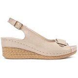 GOODIN Beige low wedge sandals | Shoptok.si