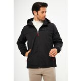 D1fference Men's Black Waterproof Hooded Raincoat with Pocket. Inner Lined. Cene
