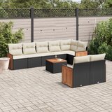  The Living Store Vrtna sedežna garnitura 9-delna z blazinami črn poli ratan - Vrtna Sedežna Garniture, (21479282) | Shoptok.si