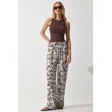  ženske krem braon šarene lepršave viskozne regular fit pantalone EN00606, krem braon / krem Cene