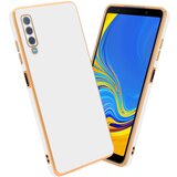  Ohišje, združljiv s Samsungom v sijajnem belem - zlatu - zaščitni pokrov iz fleksibilnega silikona TPU in z zaščito pred kamero, (20603115) | Shoptok.si