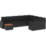  10-dijelni set vrtnih sofa s jastucima crni od poliratana | shoptok.hr