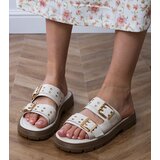  Beige flat sandals with buckles on straps Liluna | ePonuda.com