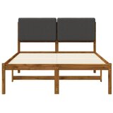  Krevetni okvir s tapiciranim uzglavljem Prirodna i tamnosiva - Prirodna i tamnosiva 150 x 200 cm | shoptok.hr