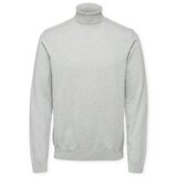 Selected Puloverji Noos Berg Roll Neck Knit - Light Grey Melange Siva Cene