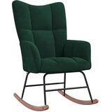  Stolica za ljuljanje s osloncem za noge tamnozelena baršunasta | shoptok.hr