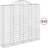  Obokane gabion košare 15kosov 200x50x180/200cm pocinkano železo, (21000383) | Shoptok.si