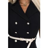 numoco basic 596-3 Elegant midi shirt dress with gold buttons and belt - black | Shoptok.si