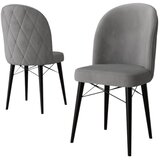 Hanah home set trpezarijskih stolica Bika 2 kom, siva tkanina Babyface, crne drvene noge | Eponuda.com