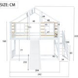 Möbrio Dvonadstropna postelja iz masivnega bora 90x200 cm - s stopnicami in drsnikom - bela, (22060341) | Shoptok.si