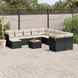 vidaXL 12-dijelni set vrtnih sofa od poliratana s jastucima crni | shoptok.hr