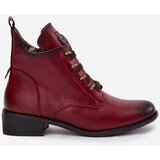 Boto Low insulated ankle boots with zipper and decoration burgundy Nevalia | Shoptok.si