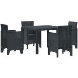 vidaXL 5 delni set vrtne jedilnice Anthracite Poly Rattan, (22089858) | Shoptok.si