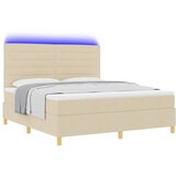  LED Box Spring Krevet s madracem Krema 180 x 200 cm tkanina | shoptok.hr