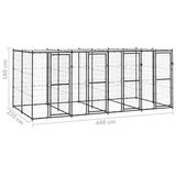 vidaXL Zunanji pasji boks jeklo s streho 9,68 m² | Shoptok.si